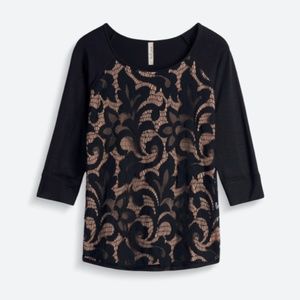 Stitch Fix SWEET GREY Carlisle Mixed Material Top M | Black